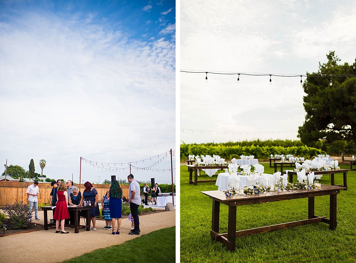 Central Valley California vineyard wine country destination wedding reception