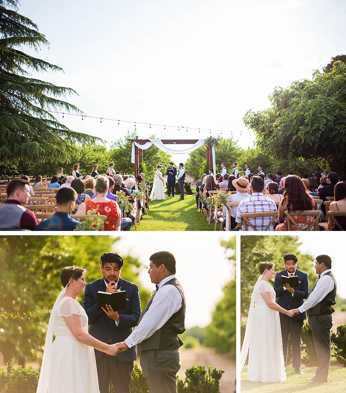 Central Valley California vineyard wine country destination wedding ceremony