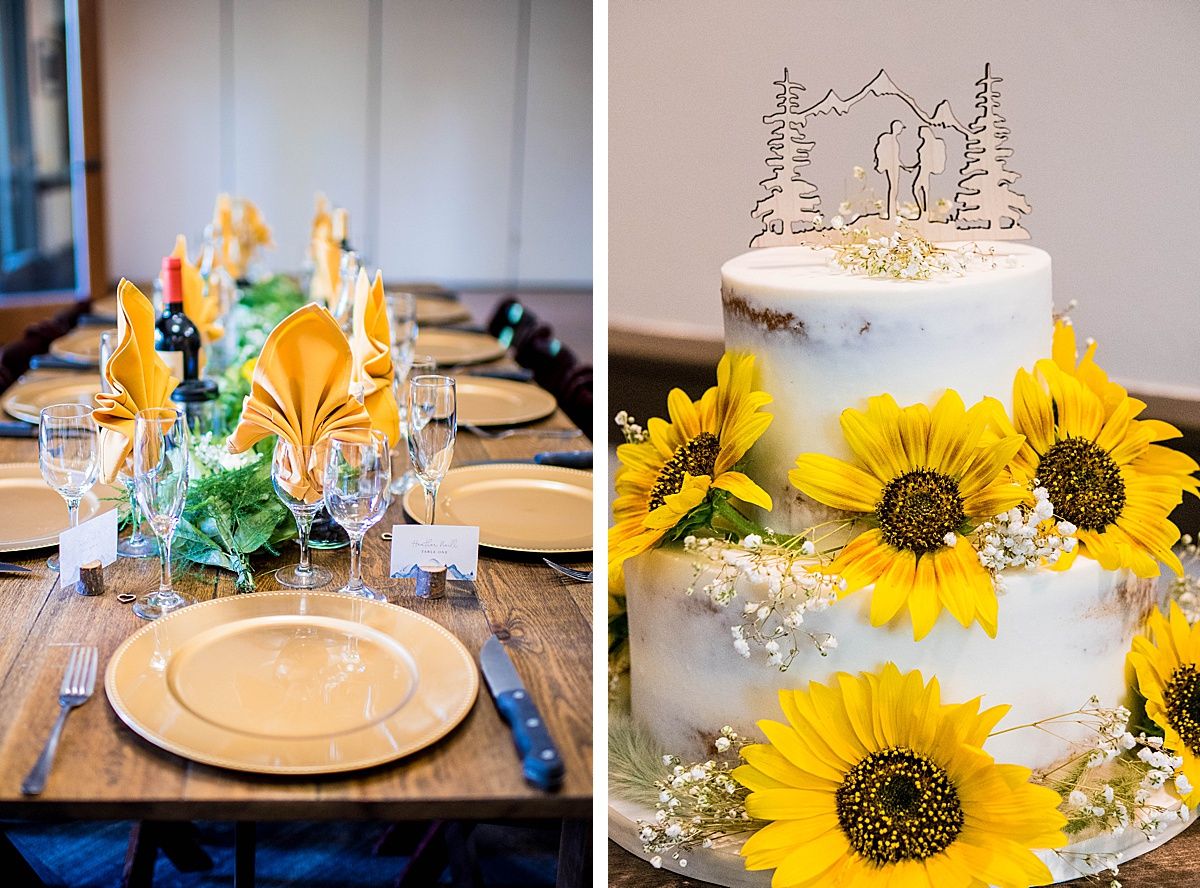sequoia national wuksachi lodge rock wedding adventure destination reception cake