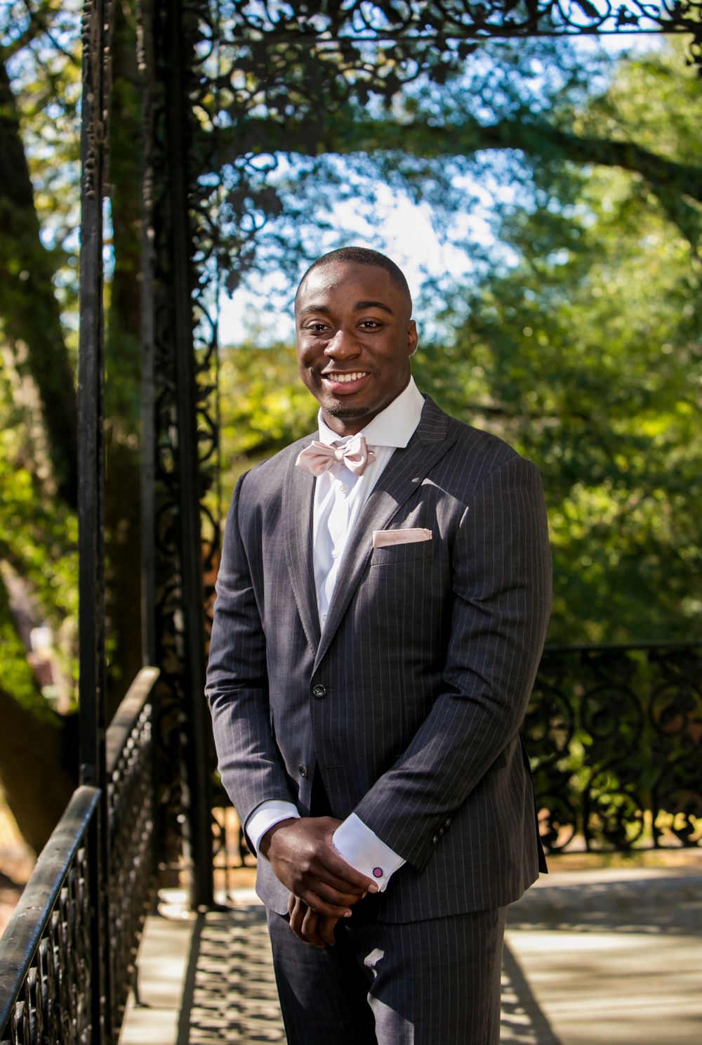 Groom portrait of Marcus Lattimore before his wedding at the Lace House in Columbia, SC. Photo by Jeff Blake