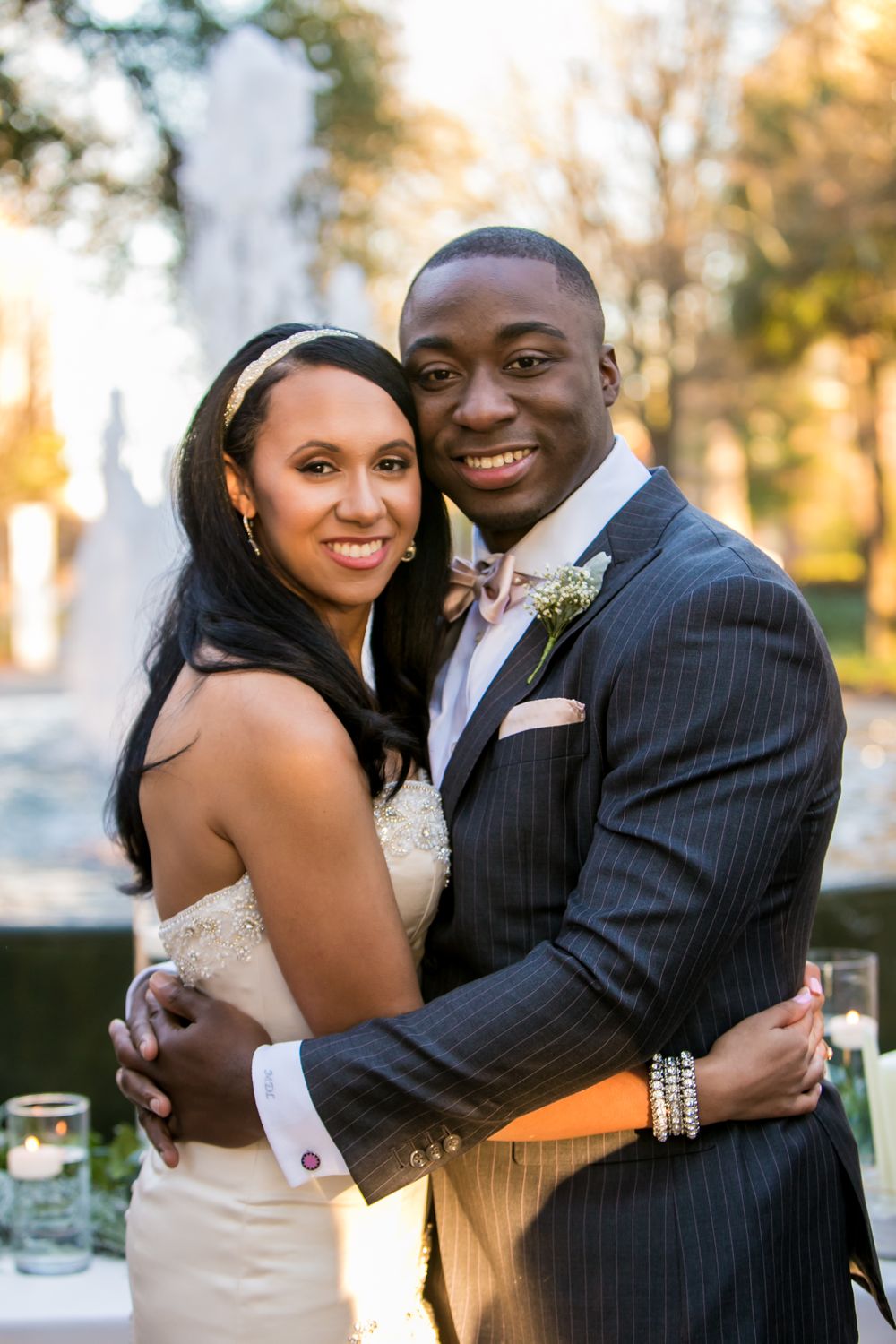 Miranda and Marcus Lattimore's wedding portrait at the Lace House in Columbia, SC. Ph