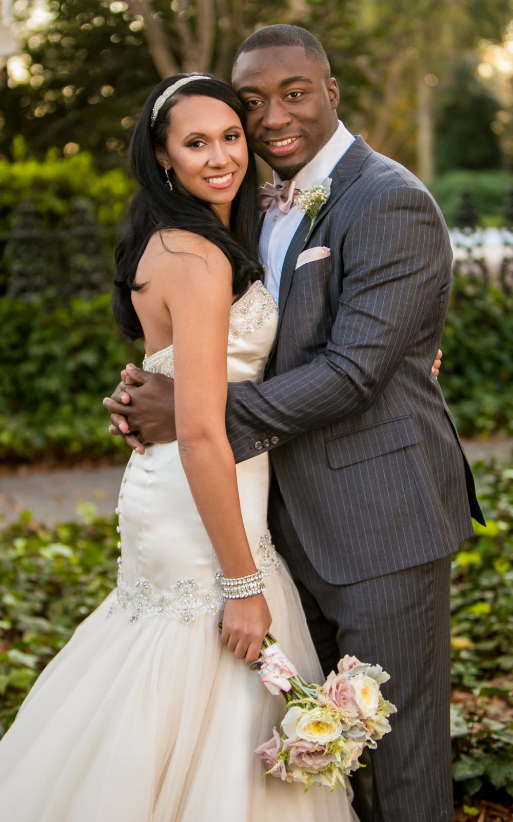 Miranda and Marcus Lattimore's wedding portrait at the Lace House in Columbia, SC. Ph