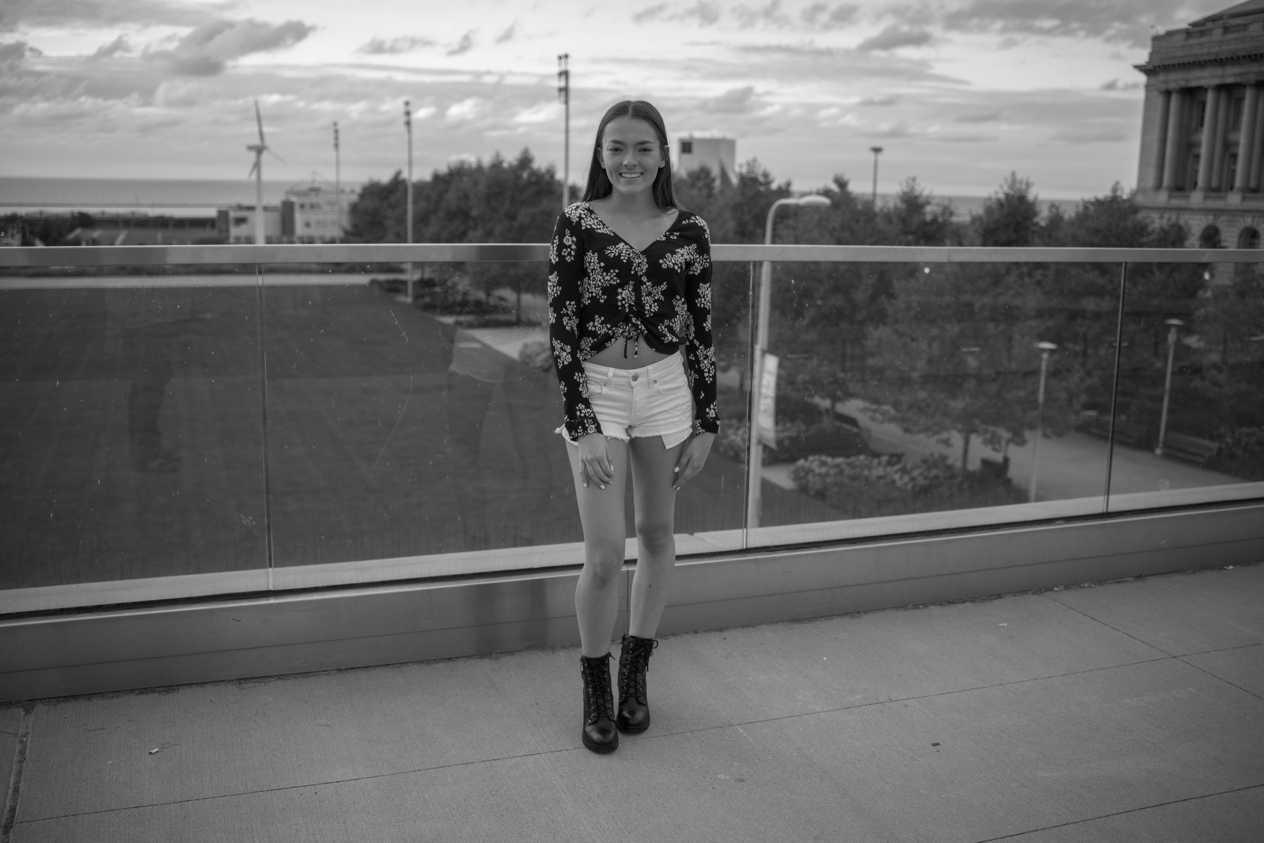 Malina (St Jospeh Academy Class of 2020) in front of Cleveland Browns Stadium, Cleveland, Ohio