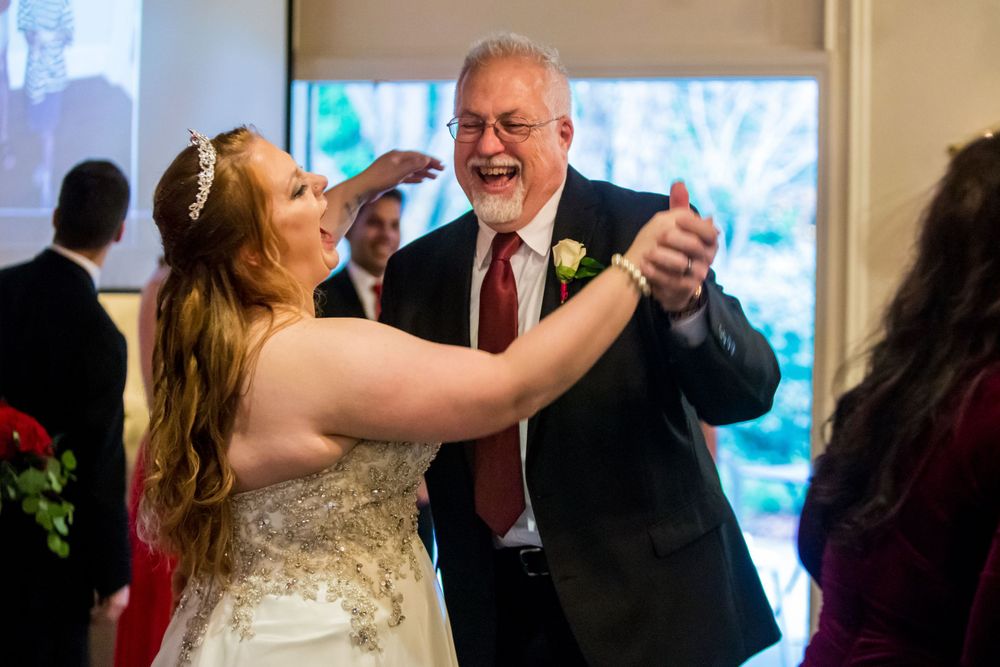 Father daughter dance during a wedding reception at Winter Green Woods in Lexington, SC