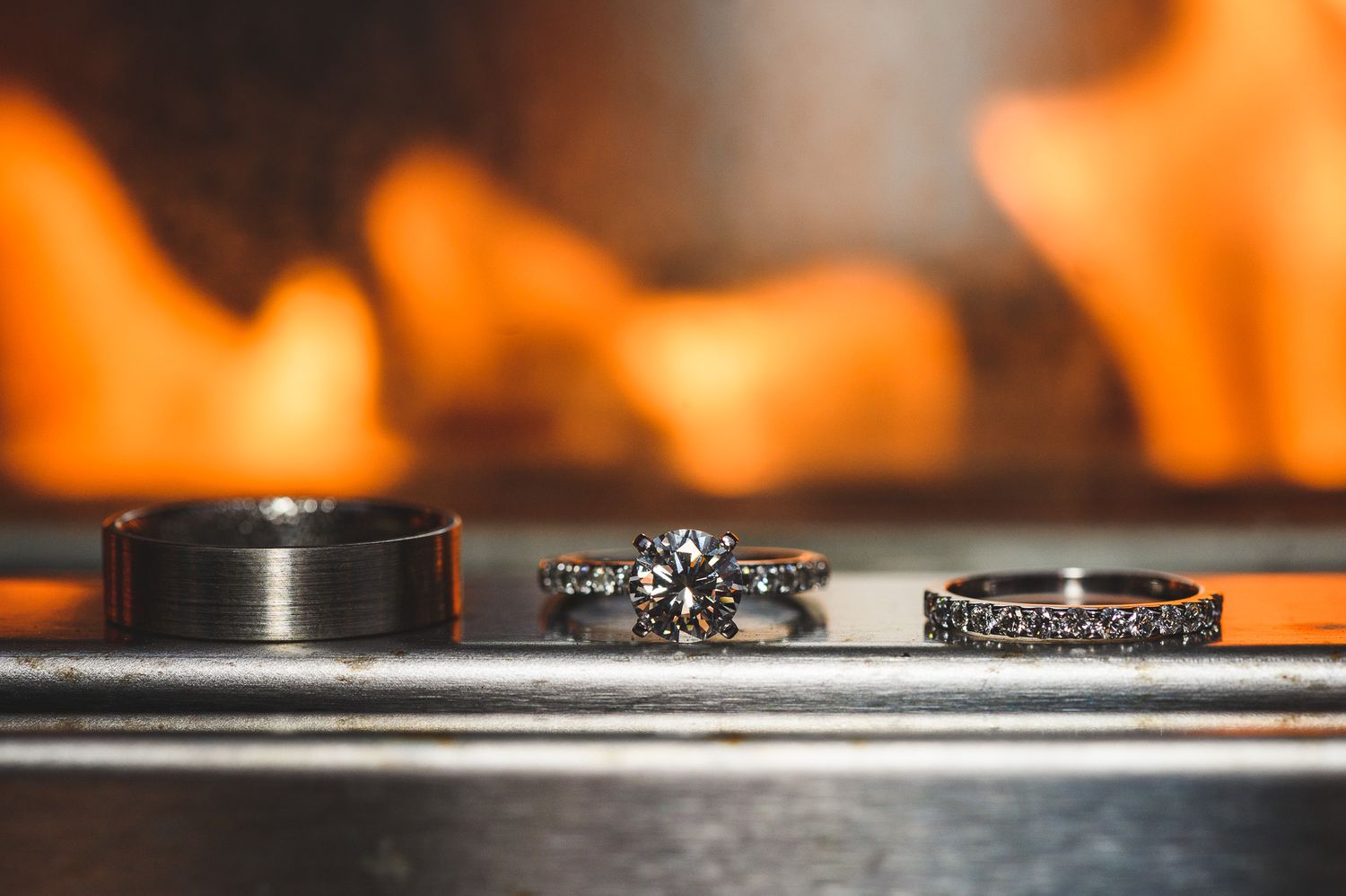 ring details in front of fire place